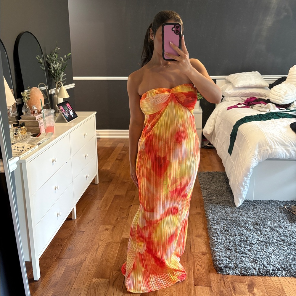 SHEIN Orange Yellow Strapless Sundress